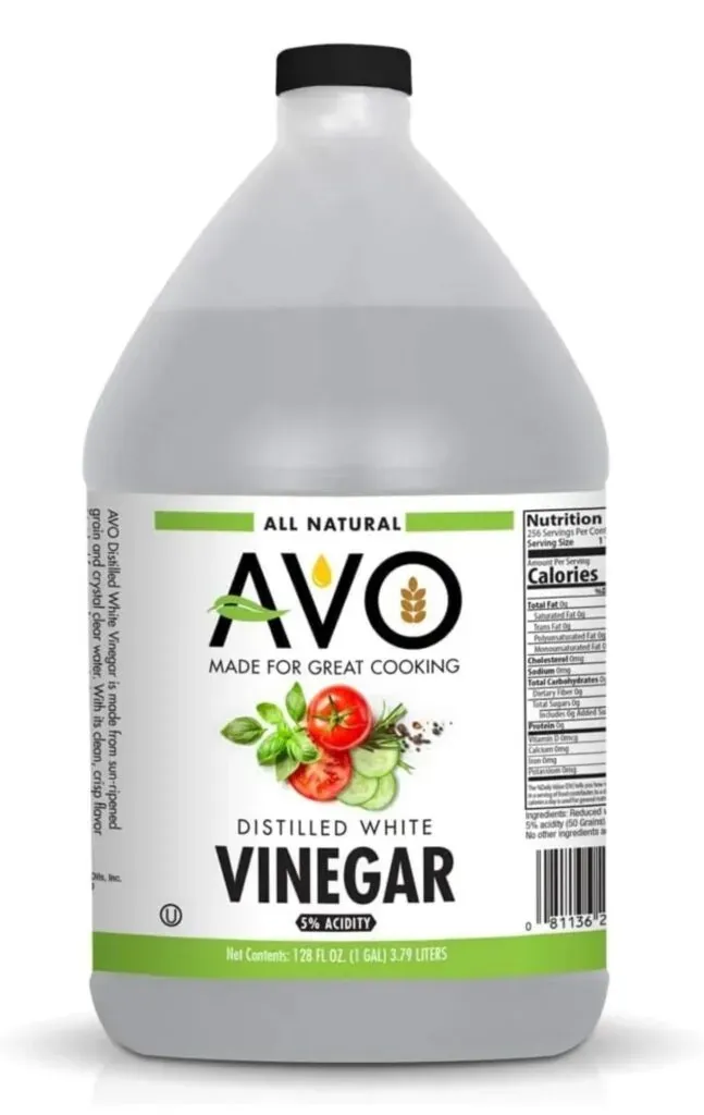Jug of distilled white vinegar used in DIY fly spray