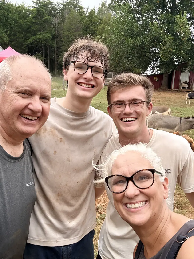 Jules and Lane with Graham and Clayton at the end of the work day